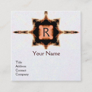 ABSTRAKT ROSA BROWN SQUARE MONOGRAM White Pearl Fyrkantigt Visitkort