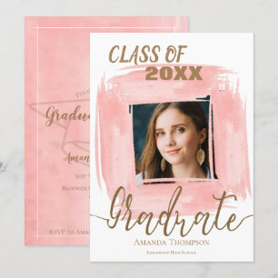 Abstrakt Rosa Class of 2025 Photo Studenten Inbjudningar