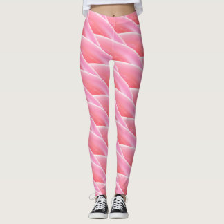 Abstrakt Rosa Curly Wave Mönster Leggings