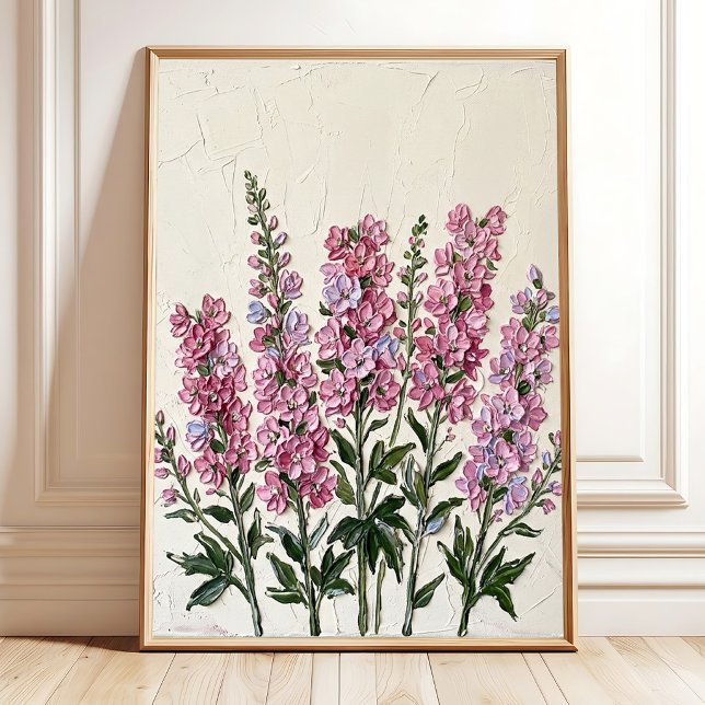 Abstrakt Rosa Delphinium Väggkonst Canvastryck (Skapare uppladdad)