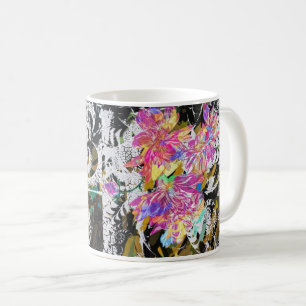 Abstrakt Rosa Digital Flower - Modern Blommigt Art Kaffemugg