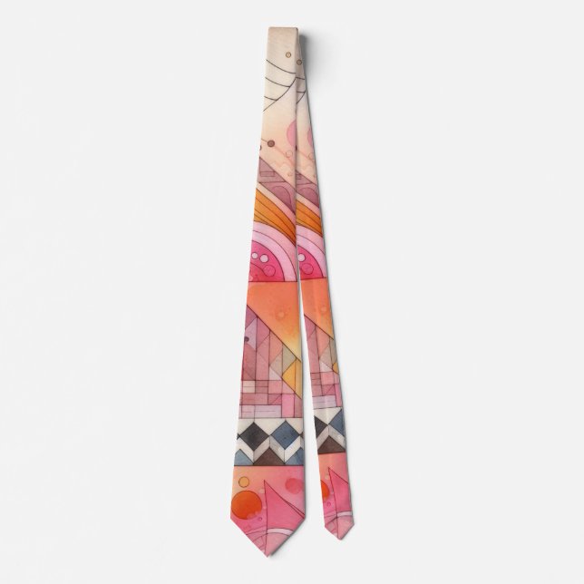 Abstrakt Rosa Färgrik Geometrisk Design Slips (Framsida)