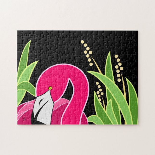 Abstrakt Rosa Flamingo Art Pussel (Horisontell)