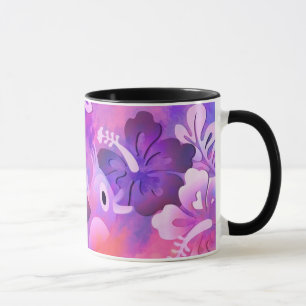 Abstrakt Rosa Flowers and Bird Art Mugg