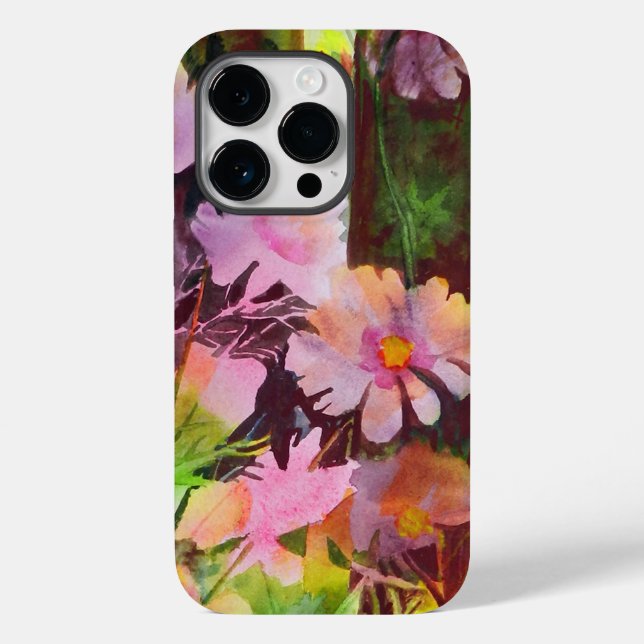 Abstrakt Rosa Flowers Konstnärlig Mörk (Baksida)