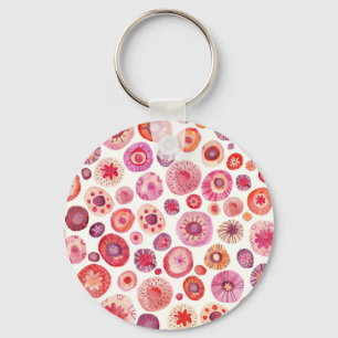 Abstrakt Rosa för Blommigt av vattenfärg i cirkel Nyckelring