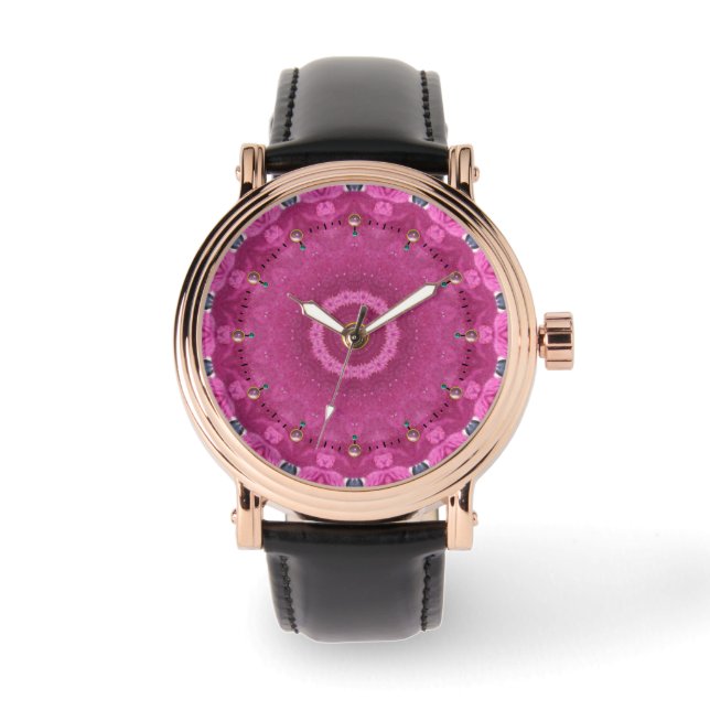 ABSTRAKT ROSA FUCHSIA MOSAICS OCH 3D GEM STONES ARMBANDSUR (Framsida)