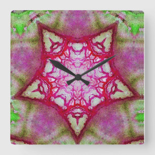 ABSTRAKT ROSA FUCHSIA STAR FYRKANTIG KLOCKA