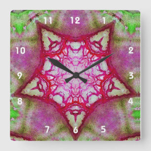 ABSTRAKT ROSA FUCHSIA STAR FYRKANTIG KLOCKA