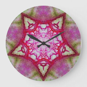 ABSTRAKT ROSA FUCHSIA STAR STOR KLOCKA