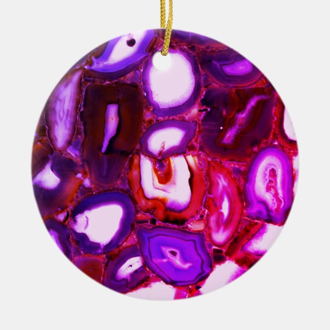 Abstrakt rosa geode mönster, rosa agers julgransprydnad keramik (Framsidan)