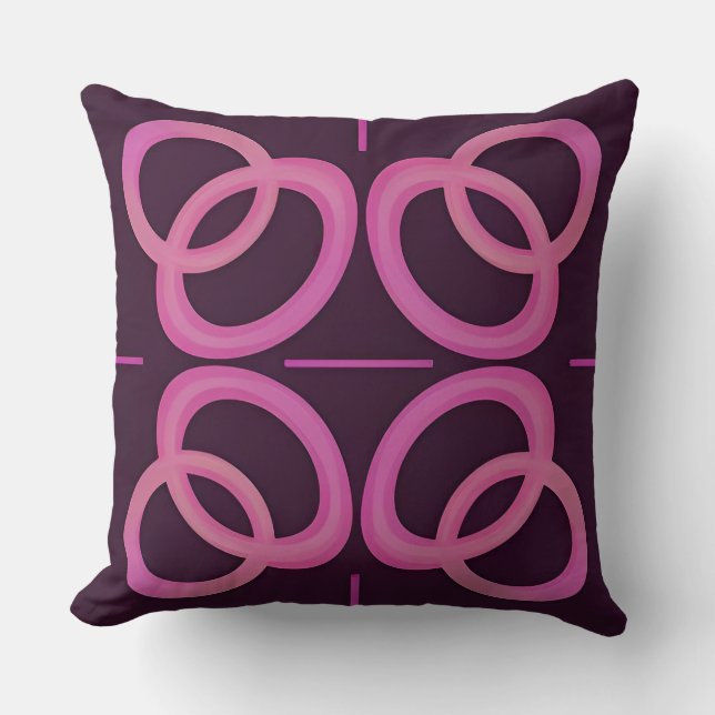 Abstrakt rosa geometrisk cirkelmönster kudde (Framsida)