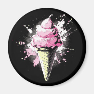 Abstrakt rosa glassprut i distress-stil magnet