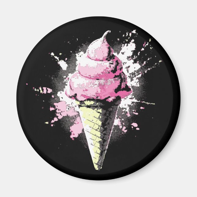 Abstrakt rosa glassprut i distress-stil magnet (Framsidan)