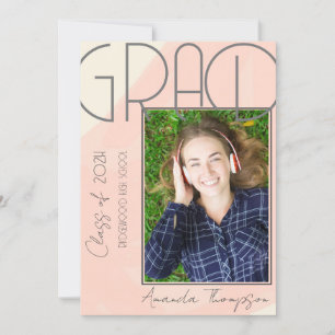 Abstrakt Rosa Grad Photo Studenten annons Inbjudningar