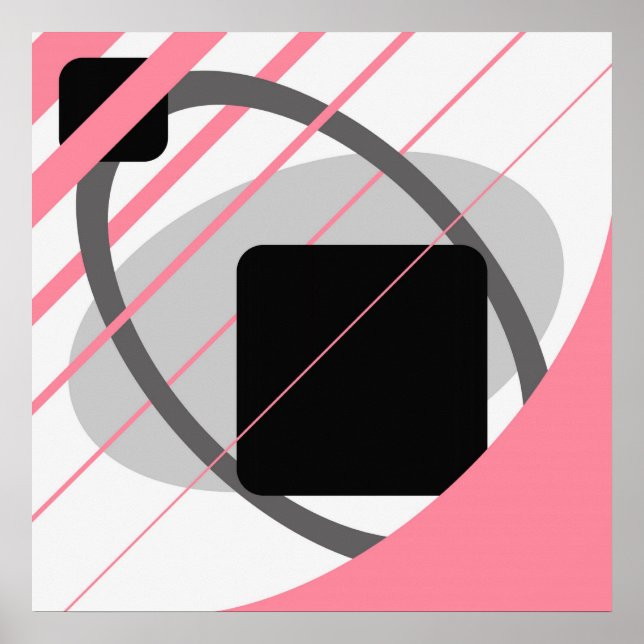 Abstrakt Rosa Grått off-White Black AP002 Poster (Framsidan)