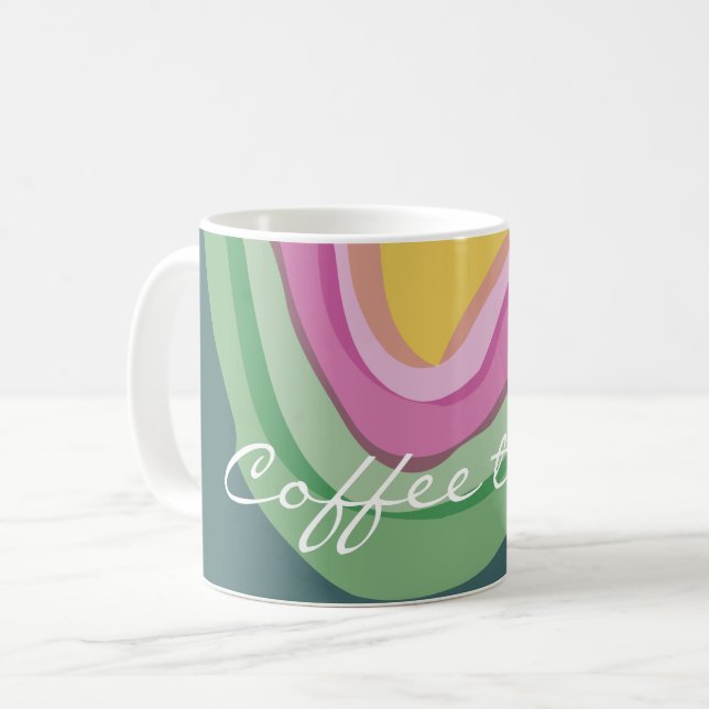 Abstrakt rosa grönt Vattenfärgsanpassad  Kaffemugg (Framsida vänster)