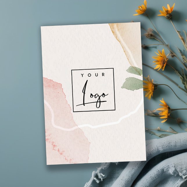 Abstrakt Rosa Grönt  vattenfärgsLogotyp för  Visitkort (Skapare uppladdad)