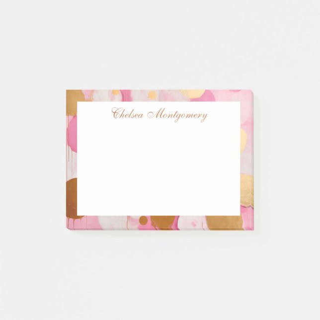 Abstrakt Rosa Guld Circles Personlig Post-it Block (Framsida)