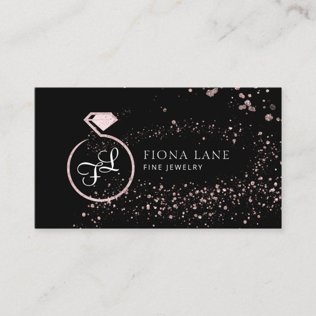 Abstrakt Rosa Guld Färgfläck Smycken Logo Visitkort (Framsida)