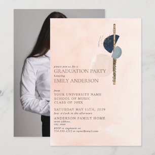 Abstrakt Rosa Guld Flute Photo Studenten Inbjudningar