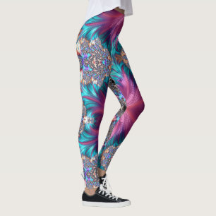 Abstrakt Rosa Guld Grått Aqua Running Joging Leggings