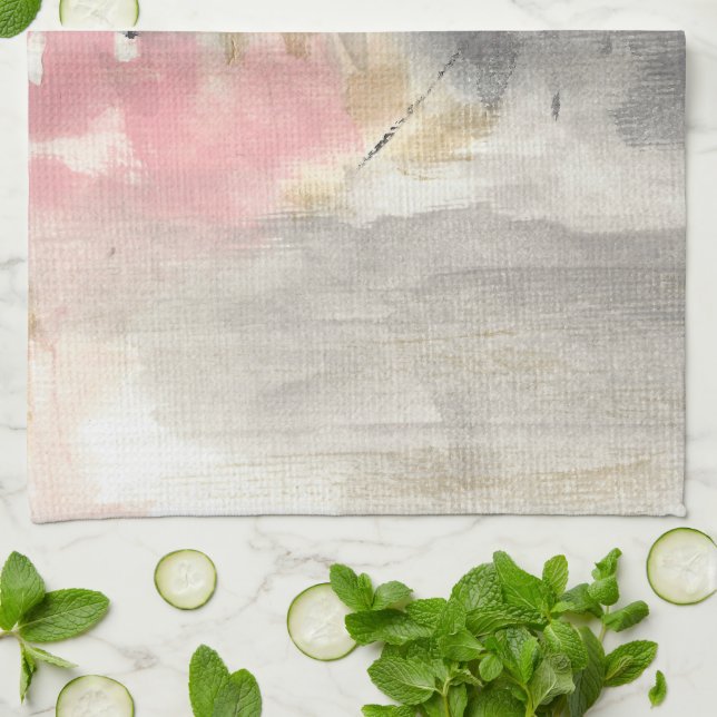 Abstrakt Rosa Guld Grått Modern Art Kökshandduk (Vikta)