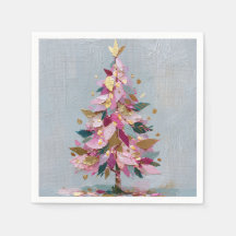 Abstrakt rosa & guld impasto julgran