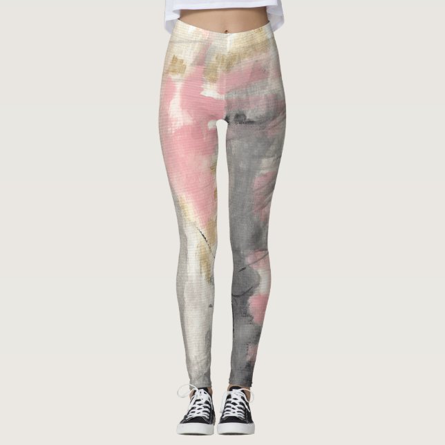 Abstrakt Rosa Guld Paweatade konst Leggings (Framsida)