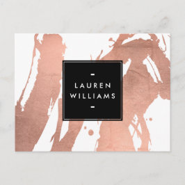 Abstrakt Rosa Guld Penseldrag på Vitt Vykort