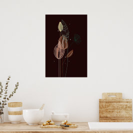 Abstrakt Rosa & Guld Tulips minimalistisk botanik Poster
