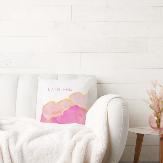 Abstrakt Rosa Guld Vitt eget namn Modern Art Kudde (Soffa)