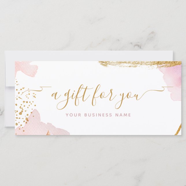 Abstrakt Rosa Guld Watercolor Gift Voucher (Framsida)
