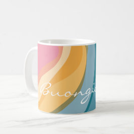 Abstrakt rosa gult blå vattenfärg Anpassad Kaffemugg