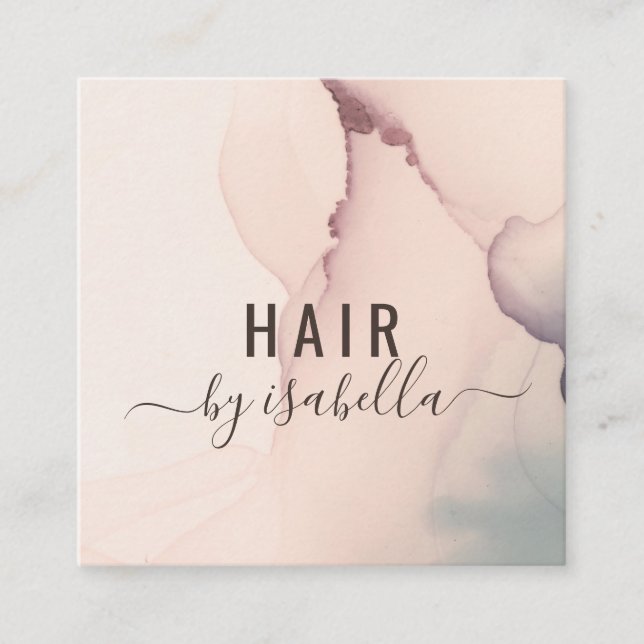 Abstrakt  Rosa Hair Stylist Fyrkantigt Visitkort (Framsida)
