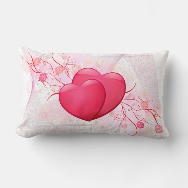 Abstrakt Rosa Hearts American MoJo Pillow Lumbarkudde (Framsida)