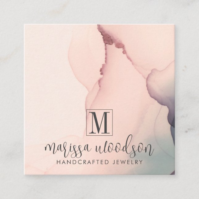 Abstrakt Rosa Jewelry Designer Visning Card Fyrkantigt Visitkort (Framsida)