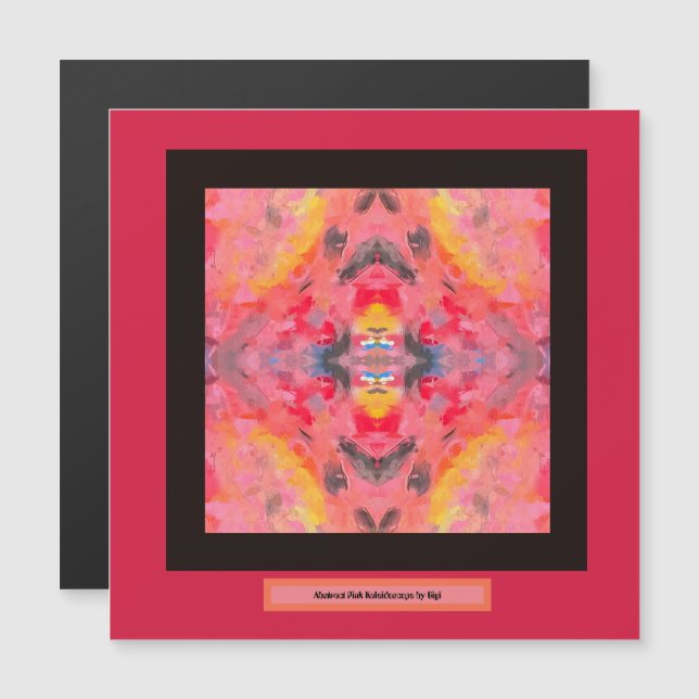 Abstrakt Rosa Kaleidoscope magnet (Fram/baksida)