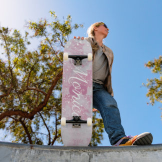 Abstrakt  rosa lavender white glitter marble mini skateboard bräda 18,5 cm