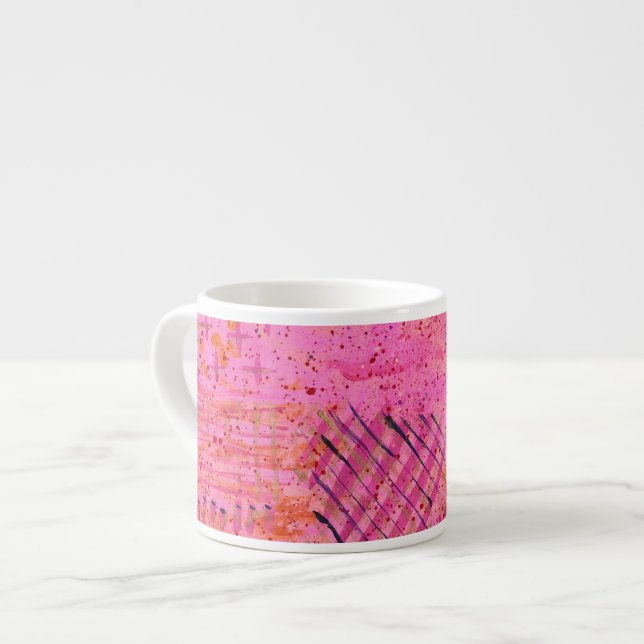 Abstrakt rosa lila målning  espressomugg (Framsida vänster)