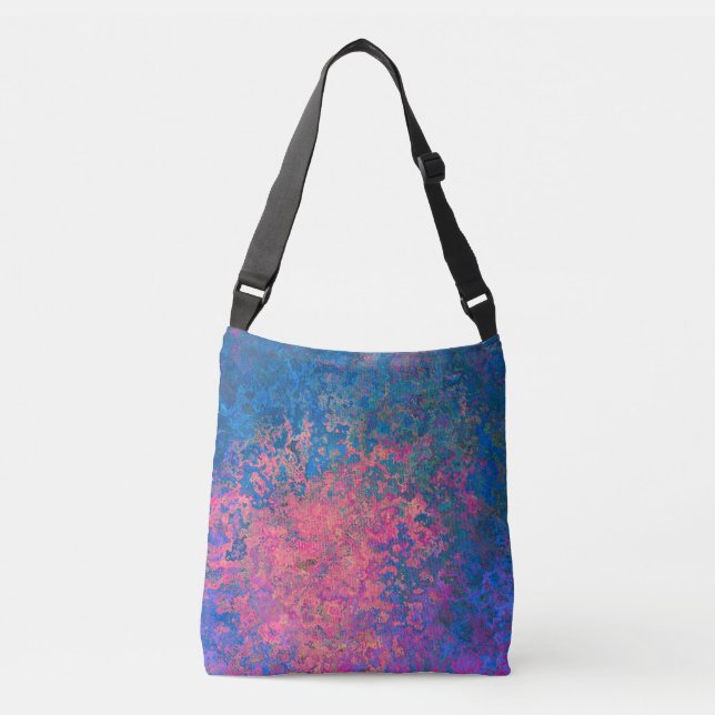 Abstrakt, Rosa, Lila och blått, Alkohol Bläck Axelväska (Framsida)