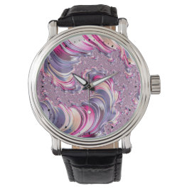 Abstrakt Rosa Lila Spiral Fractal Armbandsur