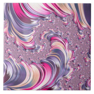 Abstrakt Rosa Lila Spiral Fractal Kakelplatta