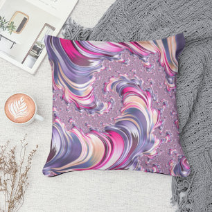 Abstrakt Rosa Lila Spiral Fractal Kudde