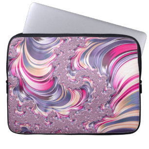 Abstrakt Rosa Lila Spiral Fractal Laptop Fodral