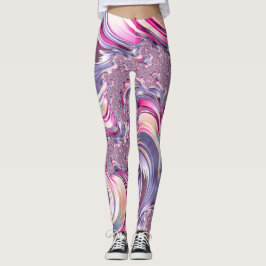 Abstrakt Rosa Lila Spiral Fractal Leggings