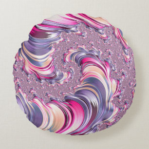 Abstrakt Rosa Lila Spiral Fractal Rund Kudde