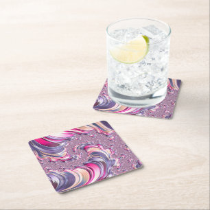 Abstrakt Rosa Lila Spiral Fractal Underlägg Papper Kvadrat