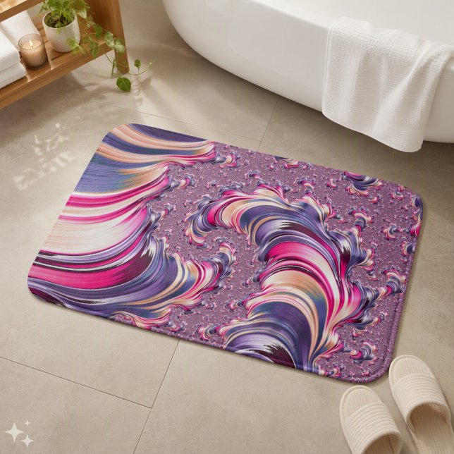 Abstrakt Rosa Lila Spiral Fraktal Badrumsmatta (Skapare uppladdad)