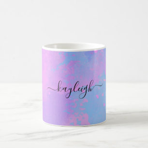 Abstrakt Rosa Lila Turcos Kaffemugg